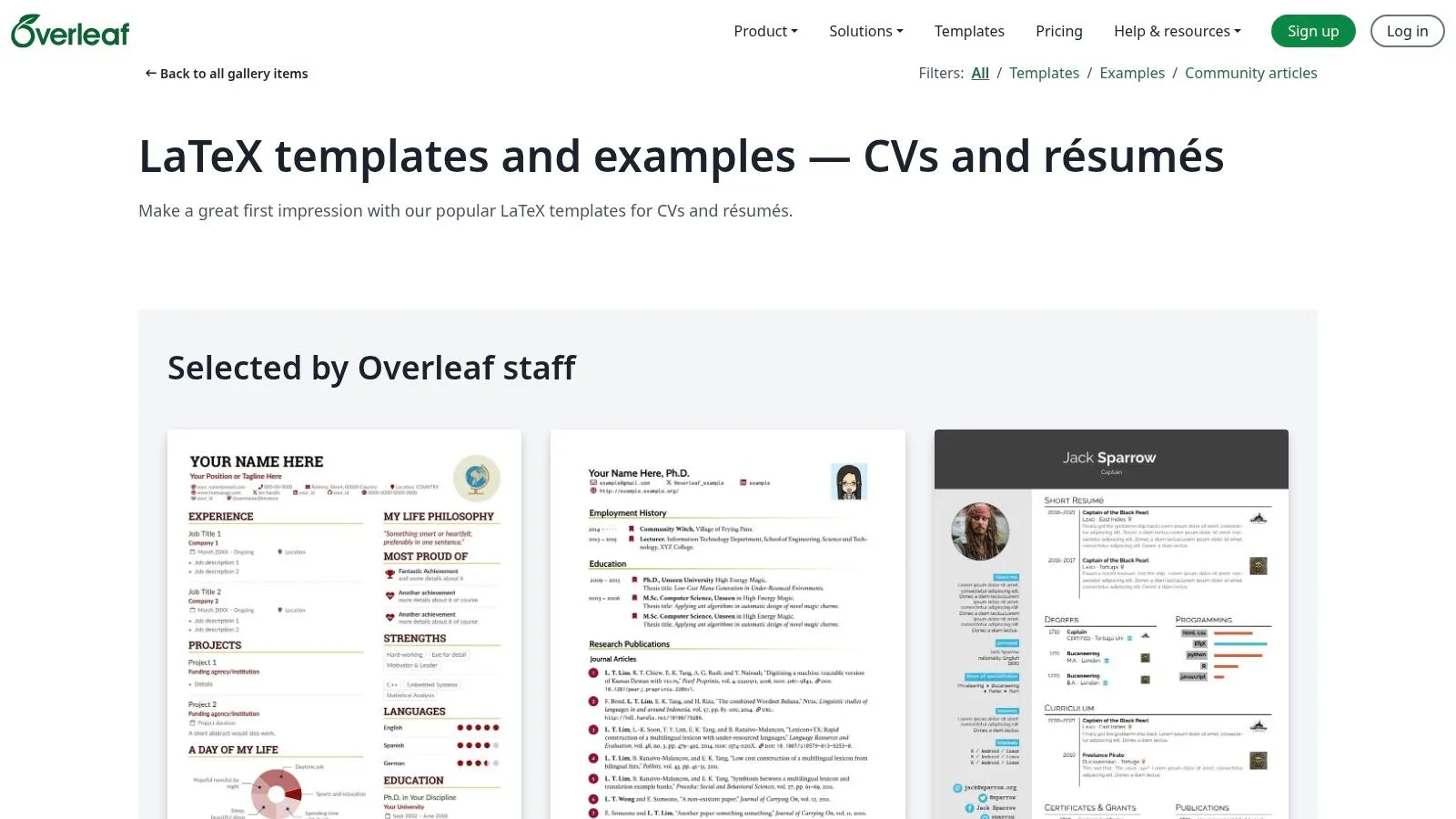 Overleaf - LaTeX CV/Resume Template Gallery