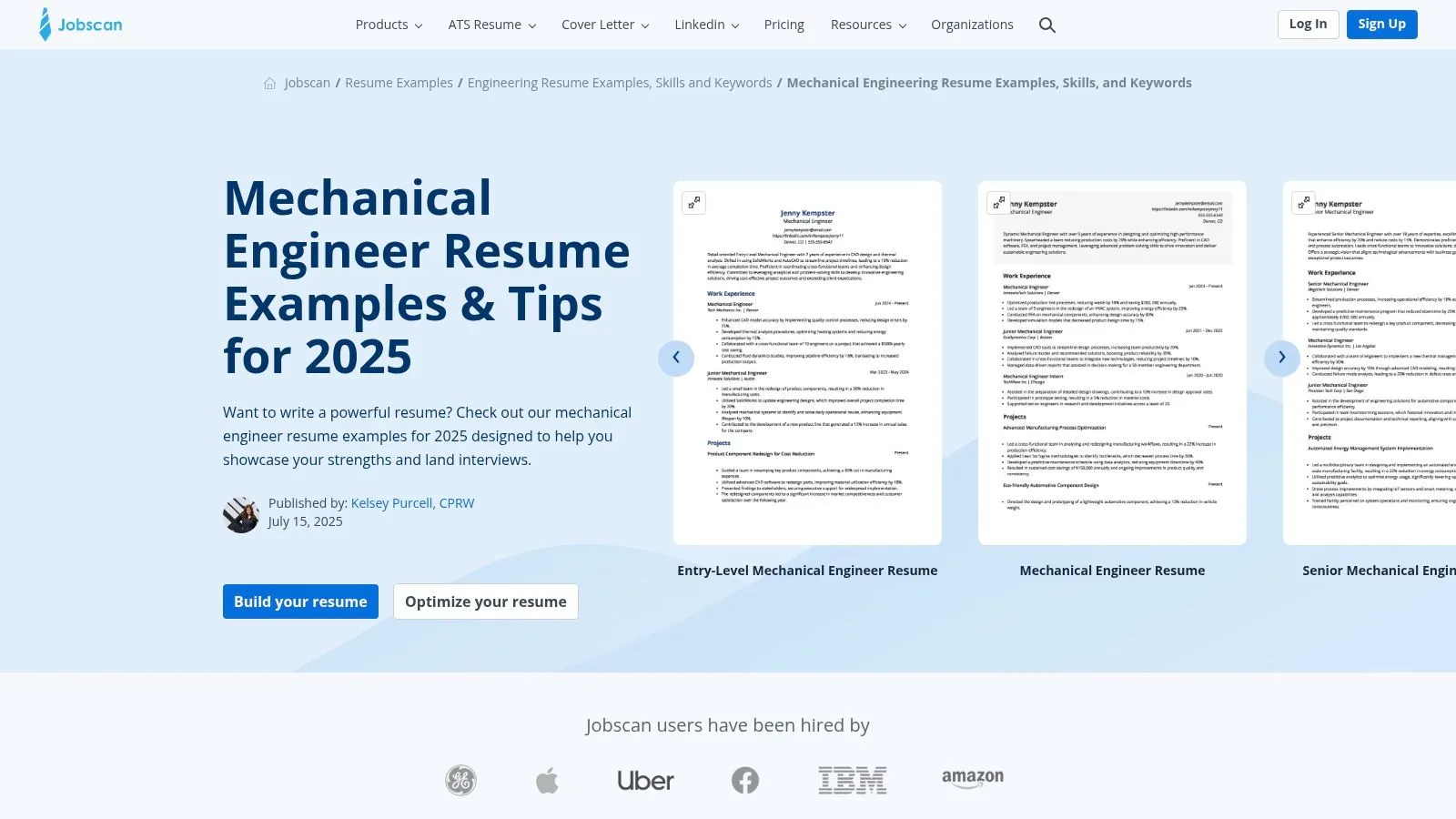 Jobscan, Mechanical Engineering Resume Examples & ATS Tailoring Guidance