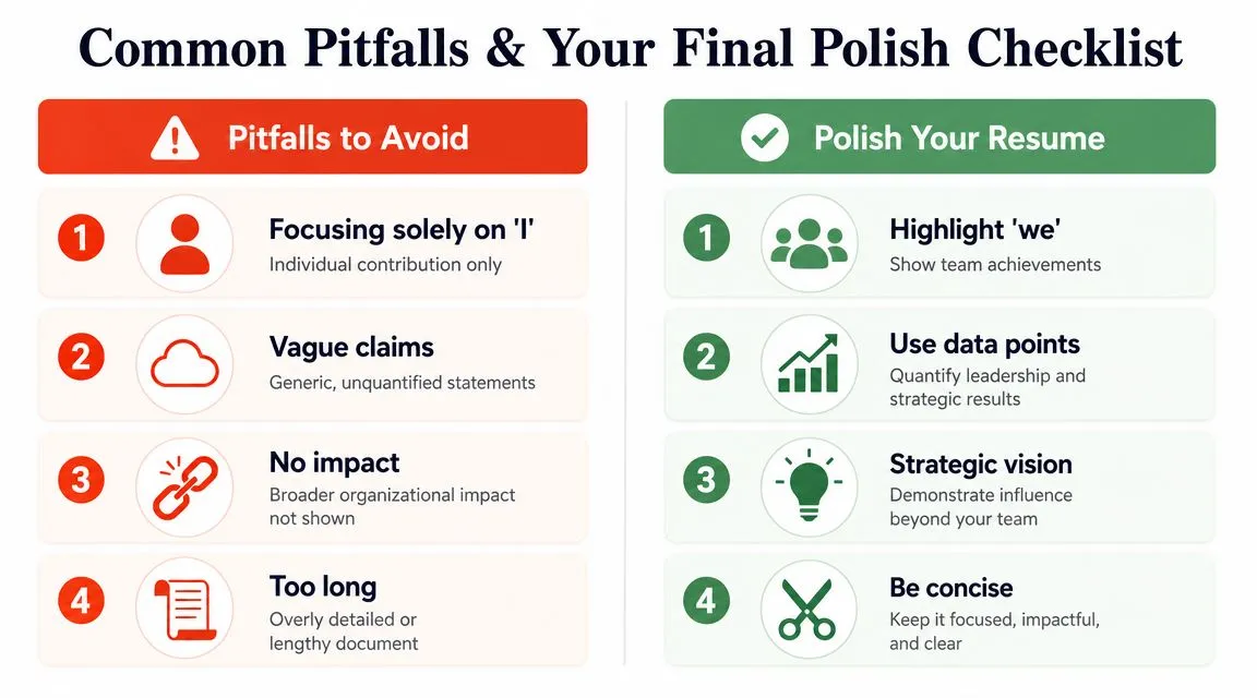 A comparative infographic titled Common Pitfalls and Your Final Polish Checklist for resume improvement.