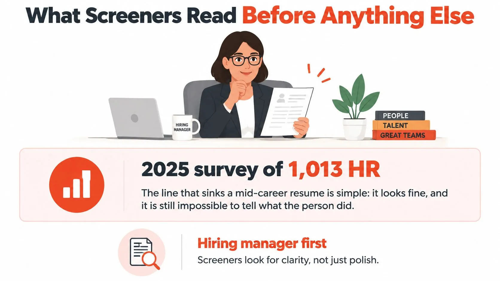 A hiring manager reviewing a resume, highlighting the importance of clear professional experience for career growth.