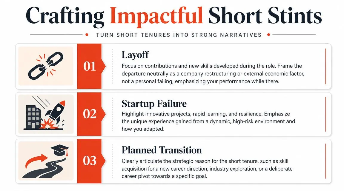 A comparison chart showing common bad resume advice for short-term jobs and why these strategies backfire.