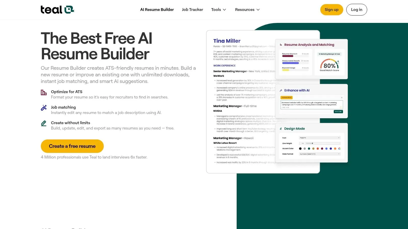 Teal AI Resume Builder