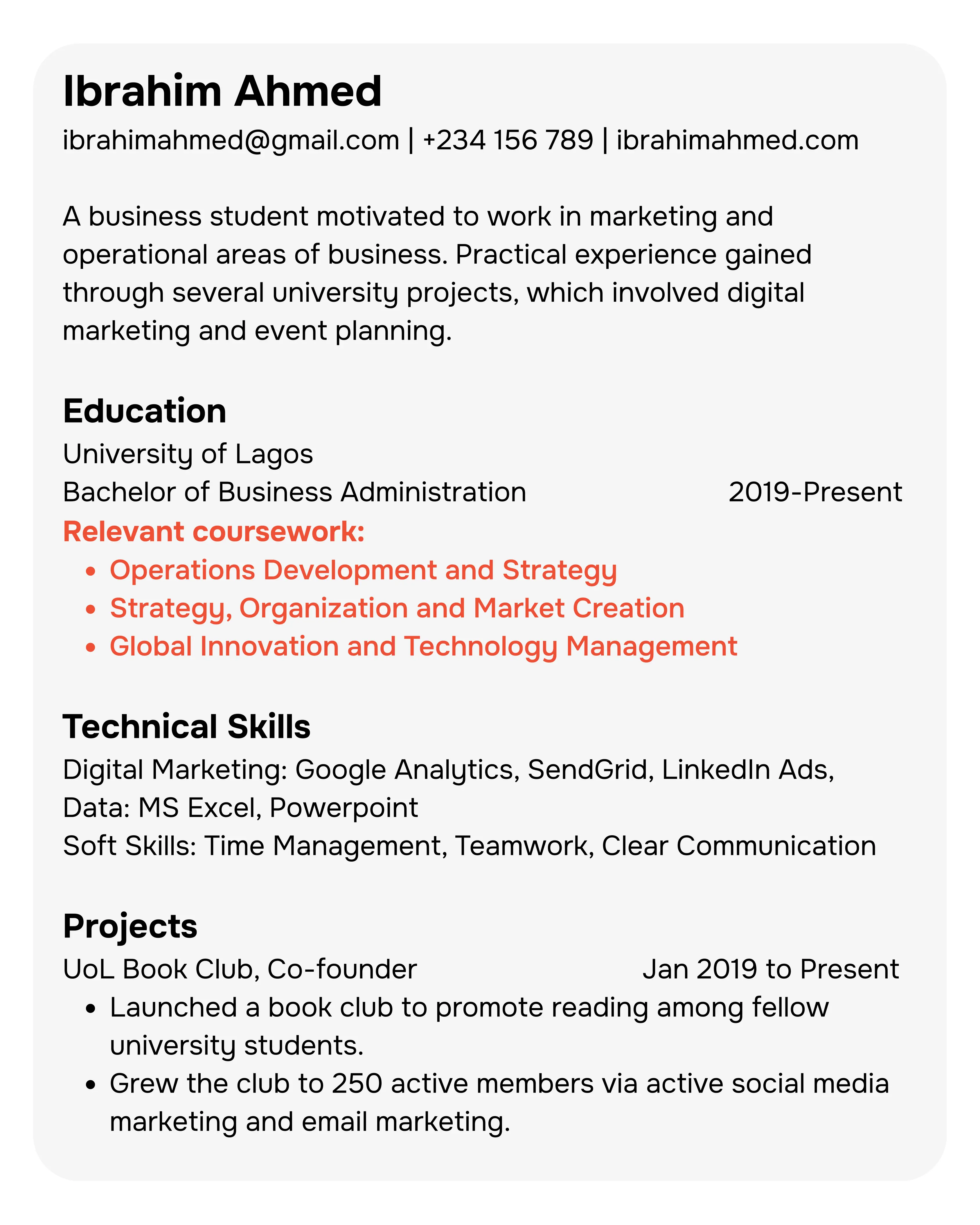 Translating coursework into resume skills
